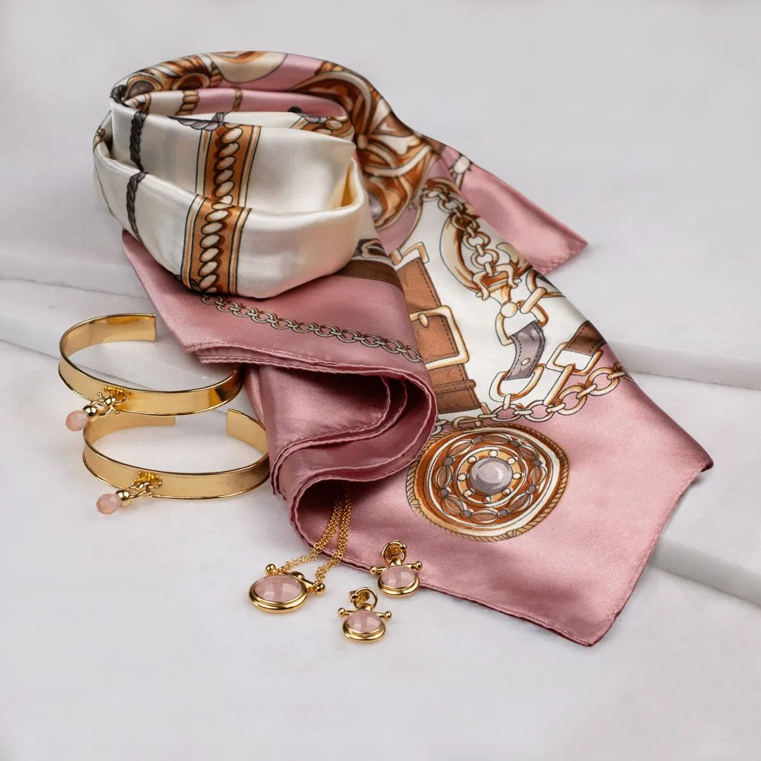 Adele Equestrian Horse Bit necklace Rose Quartz & 14K Gold Vermeil
