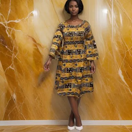 African Print Mid Length Dress