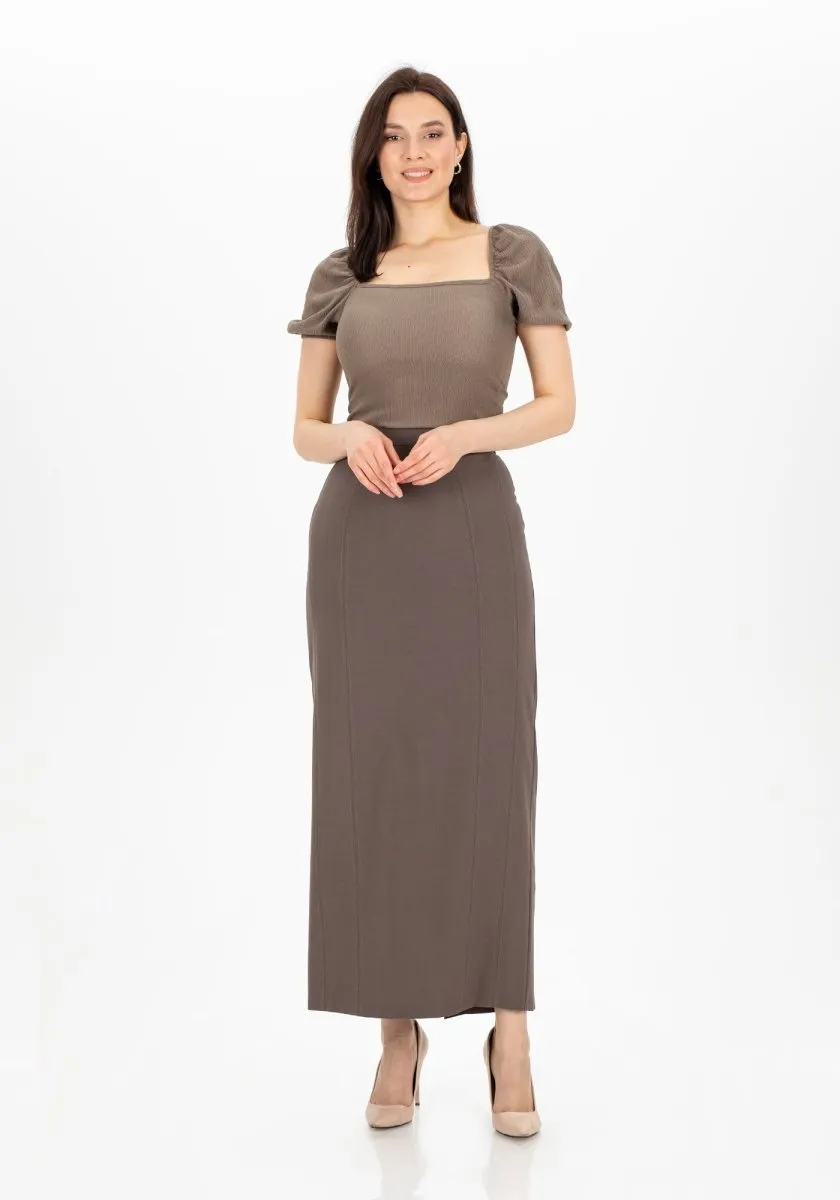 Ankle Length Plus Size Back Split Maxi Skirt - G-Line