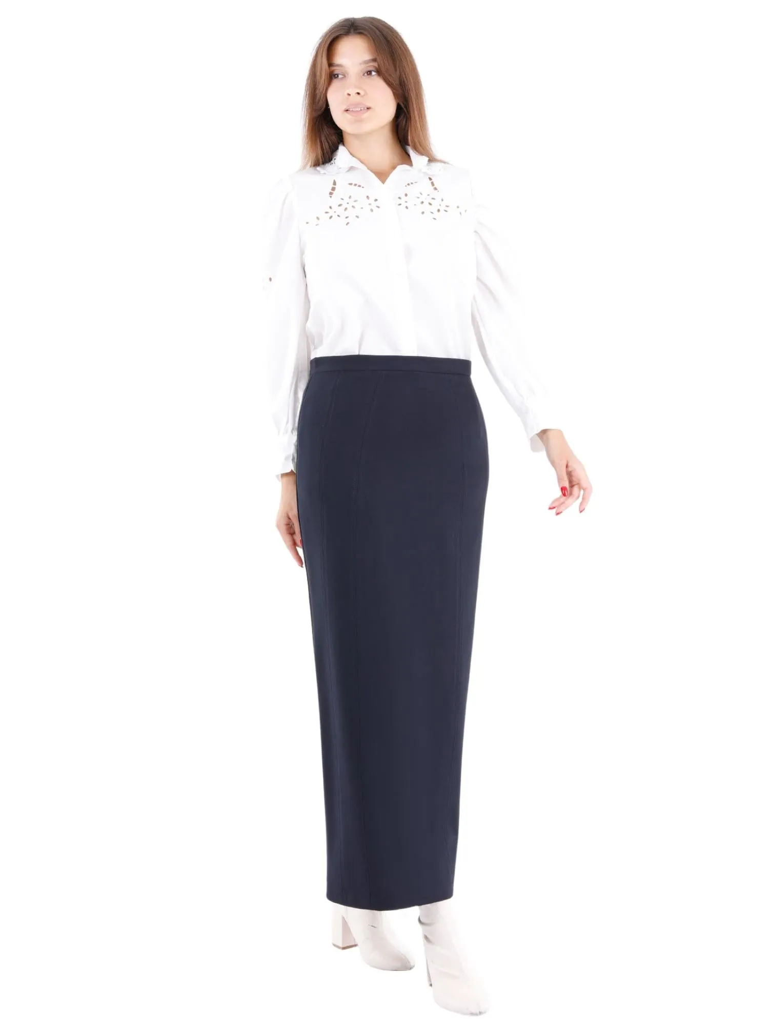 Ankle Length Plus Size Back Split Maxi Skirt - G-Line
