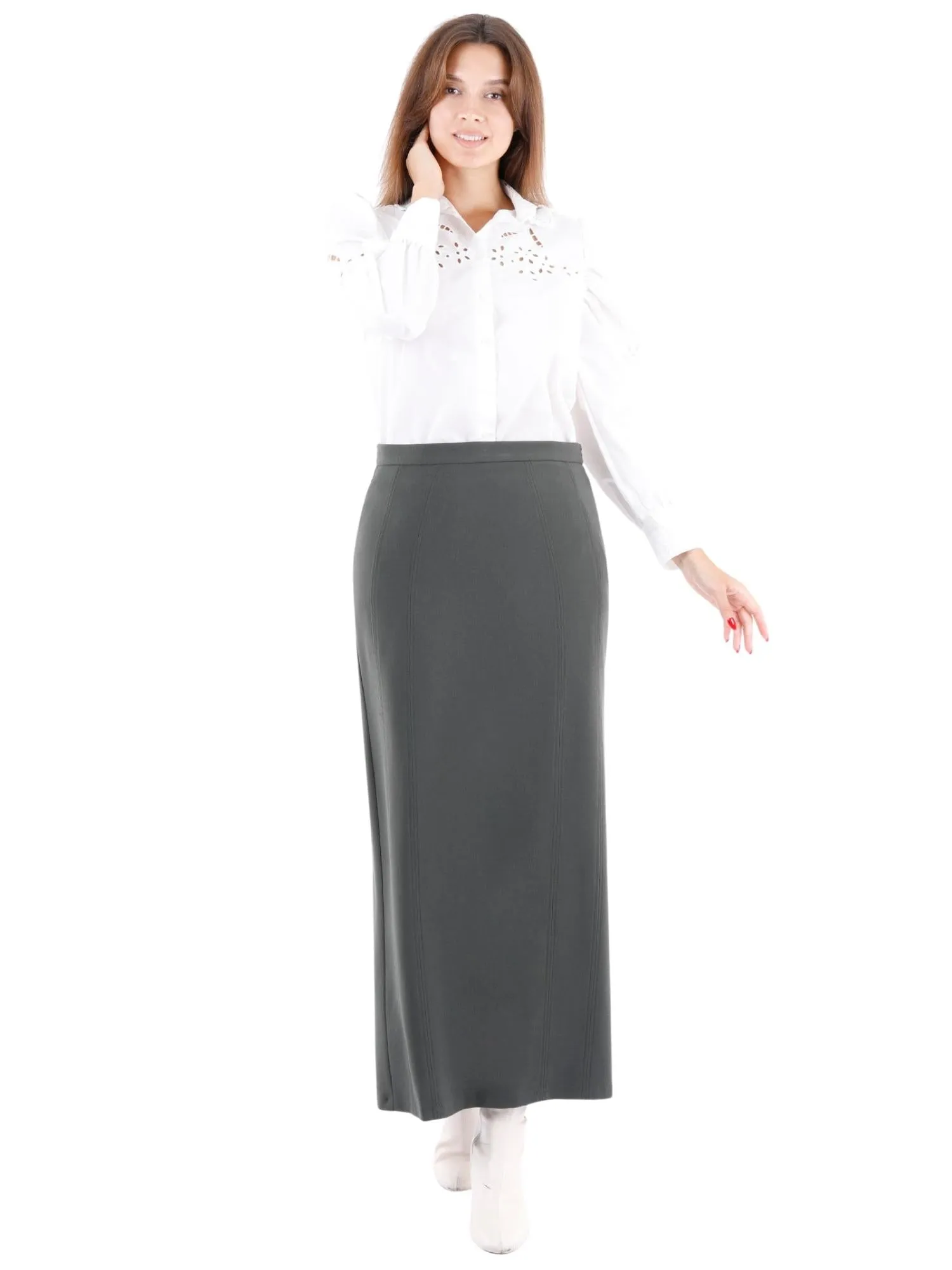 Ankle Length Plus Size Back Split Maxi Skirt - G-Line