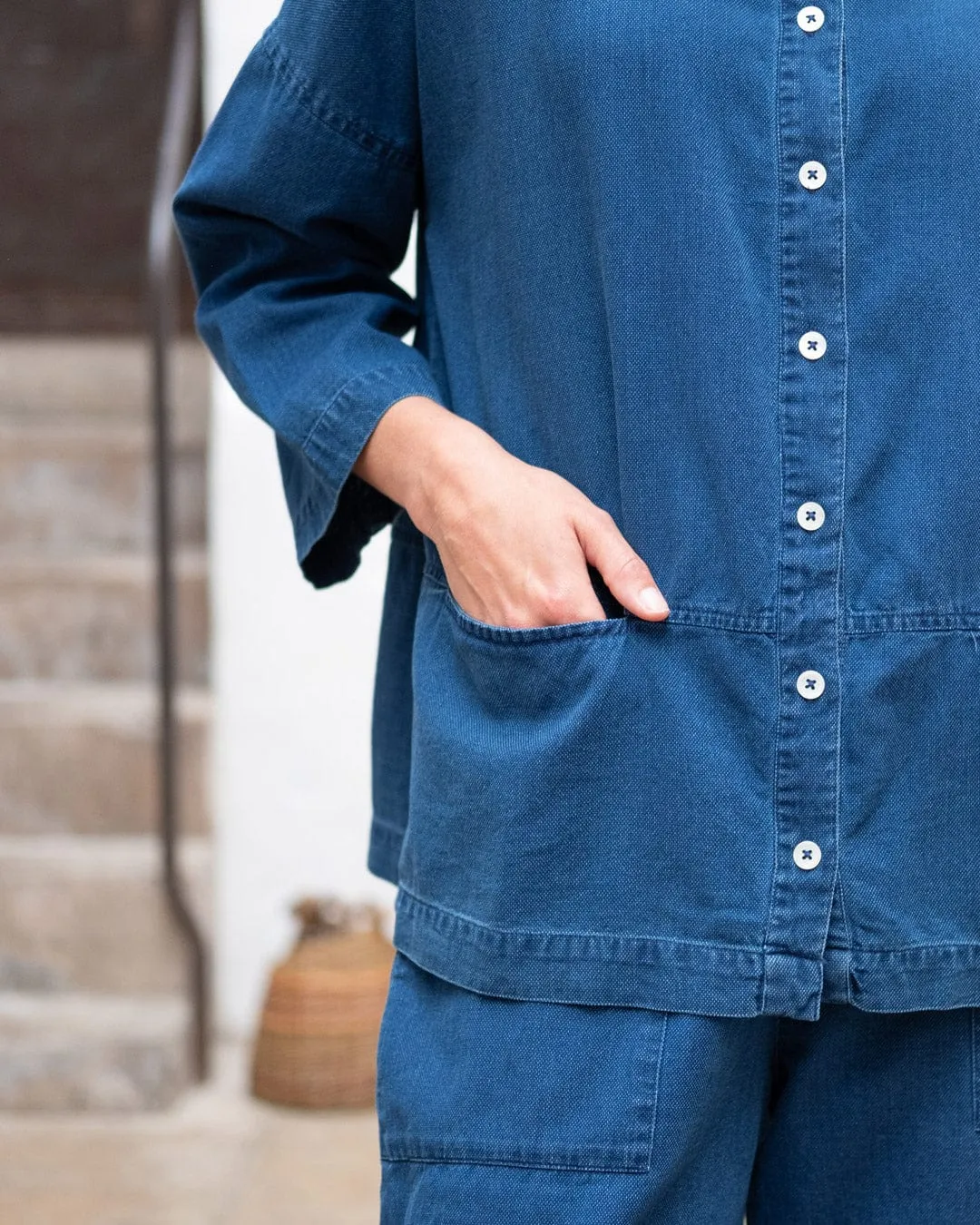 Anya Cotton Relaxed Blouse | Denim