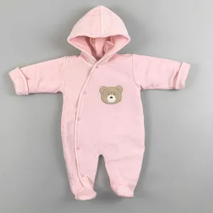 Baby Girl Velour Padded Snowsuit- Pink - Little Nosh