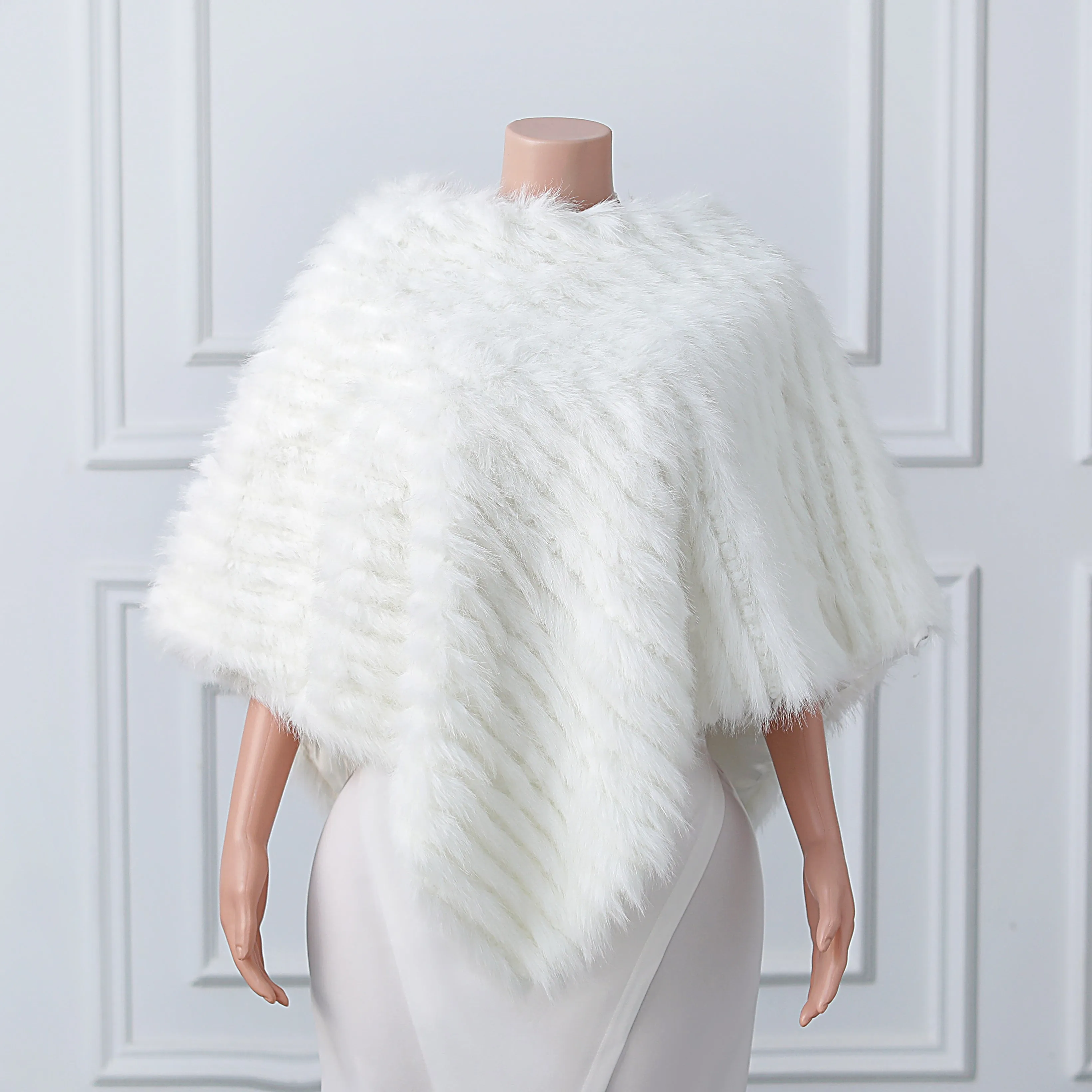 Beige Vertical Look Winter Wedding Shawl