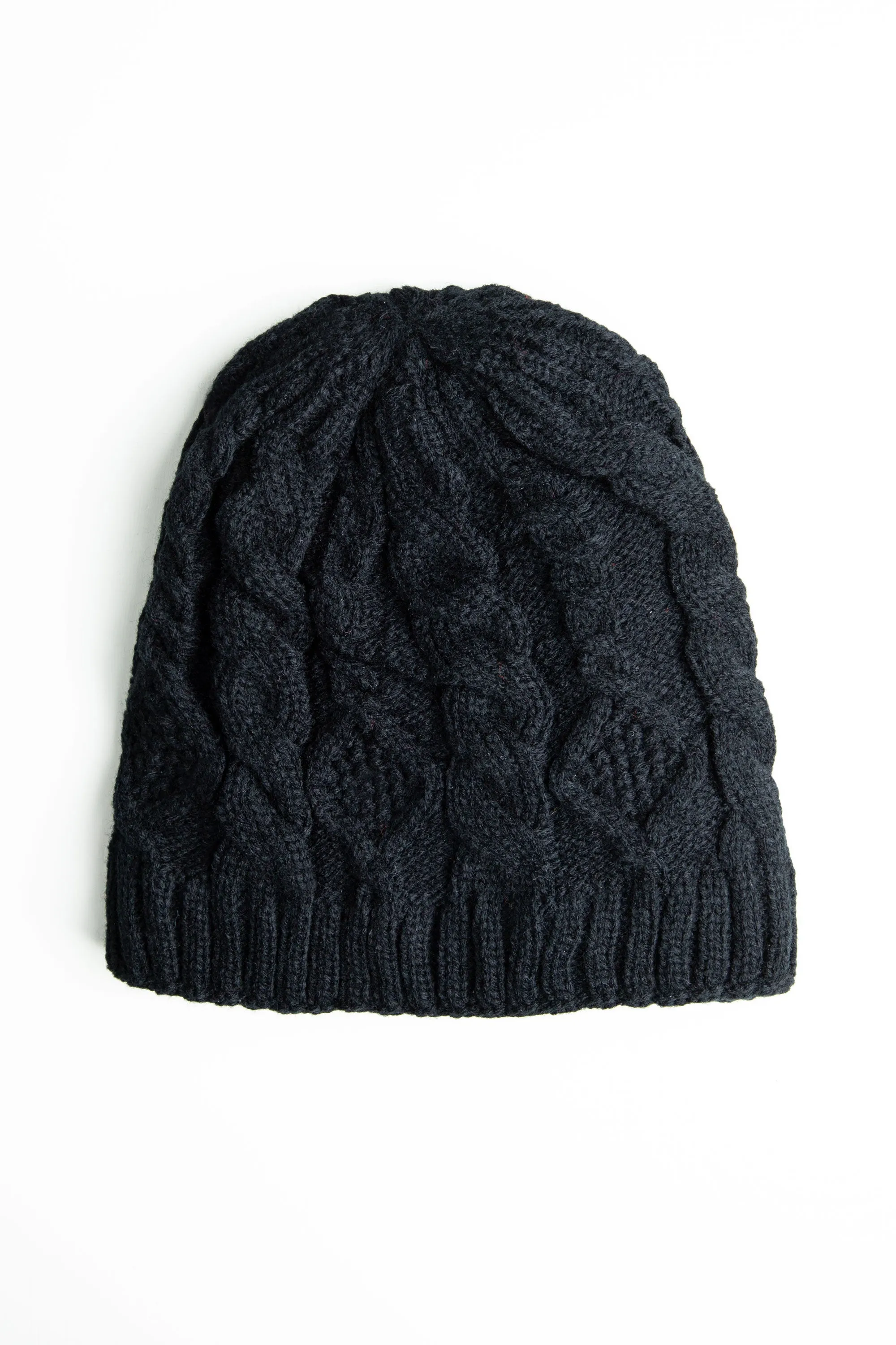 Black Cable Knit Beanie