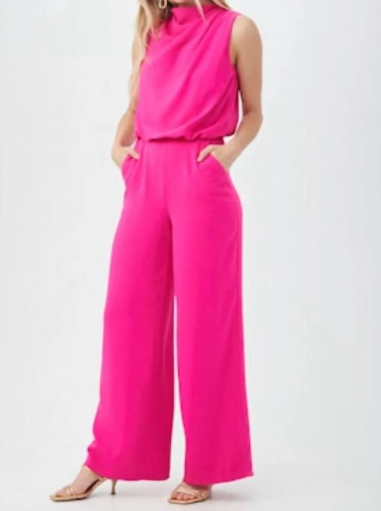 Bleeker High Neck Jumpsuit In Petal Pink