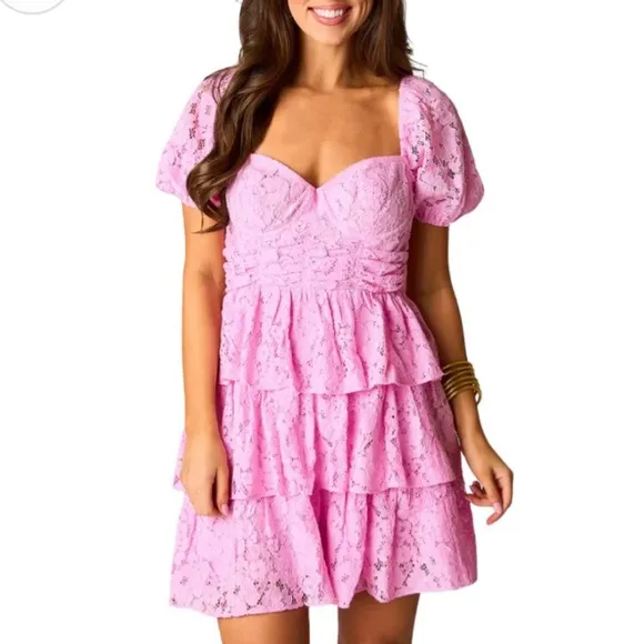 Buddy Love Connor Dress in Extra Small and Pink Lace Bustier Mini Babydoll Dress