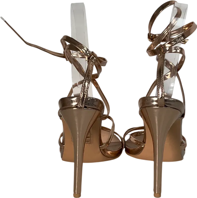 Chi Chi London Metallic Bronze Gold Strapped Heels UK 5 EU 38 👠
