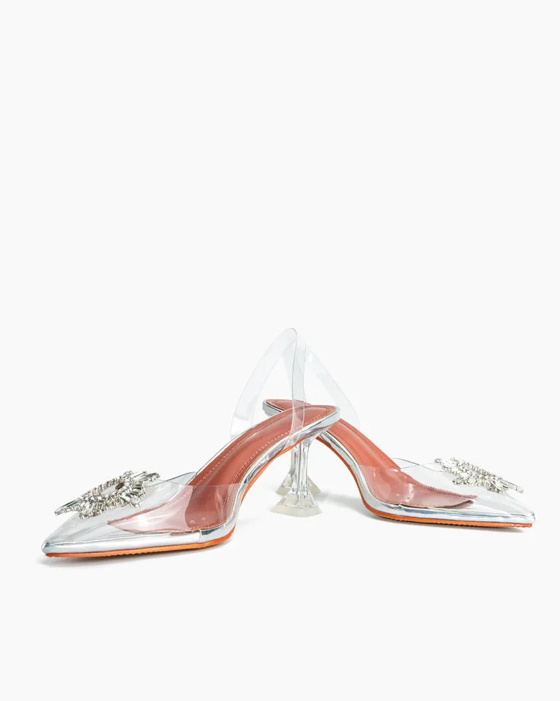 (Clean Up- US 7) Transparent Pvc High Heel Fashion Sandals