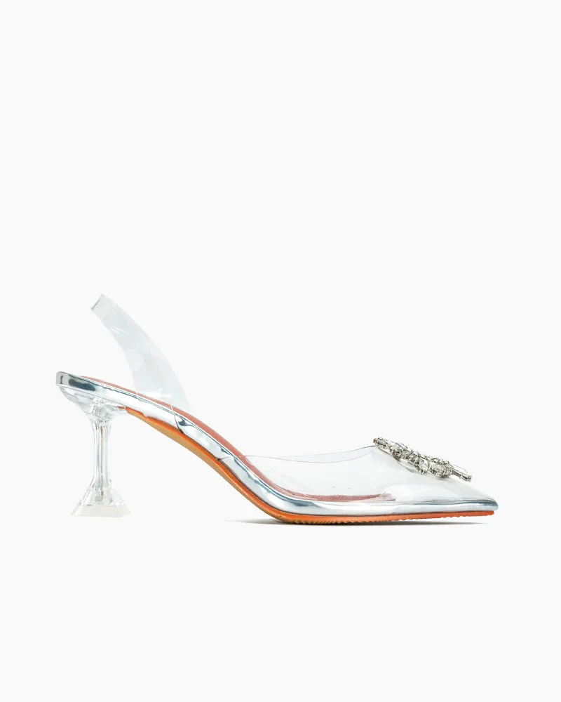 (Clean Up- US 7) Transparent Pvc High Heel Fashion Sandals