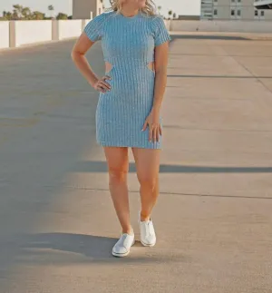 Cut-Out Sweater Dress In Blue