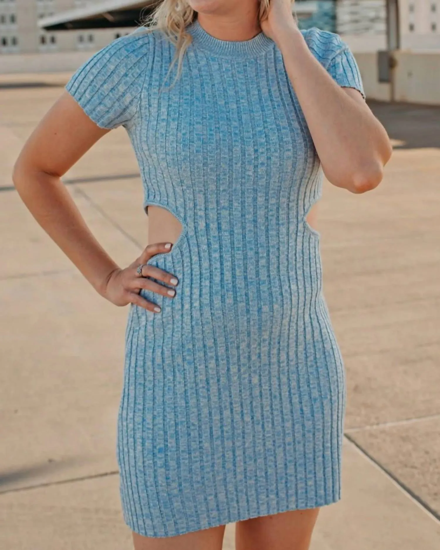 Cut-Out Sweater Dress In Blue
