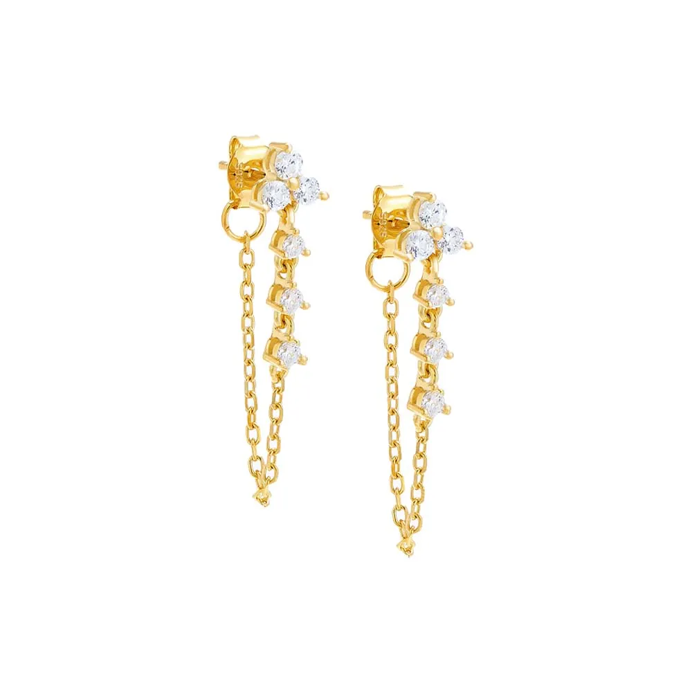 CZ Trio Cluster Front Back Stud Earring