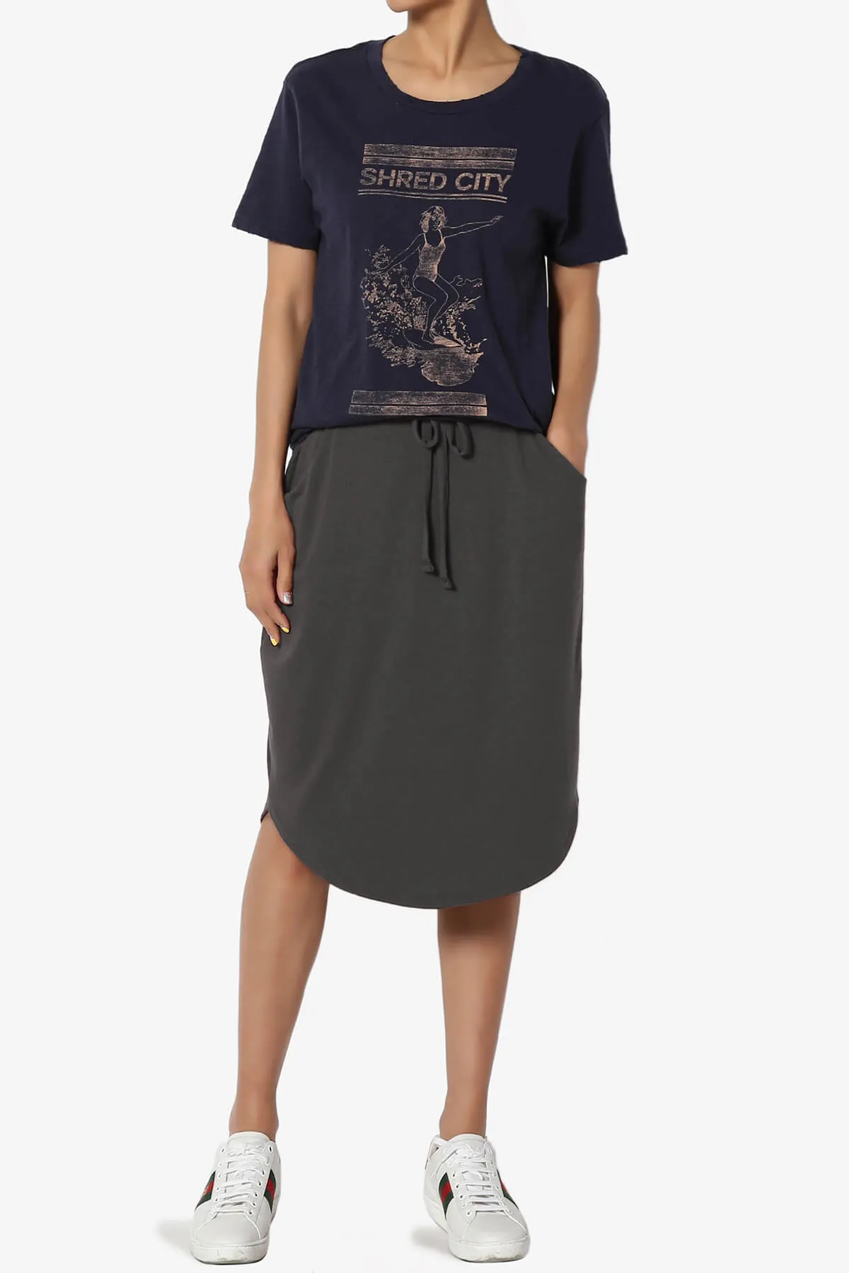 Eclipse Drawstring Midi Skirt PLUS