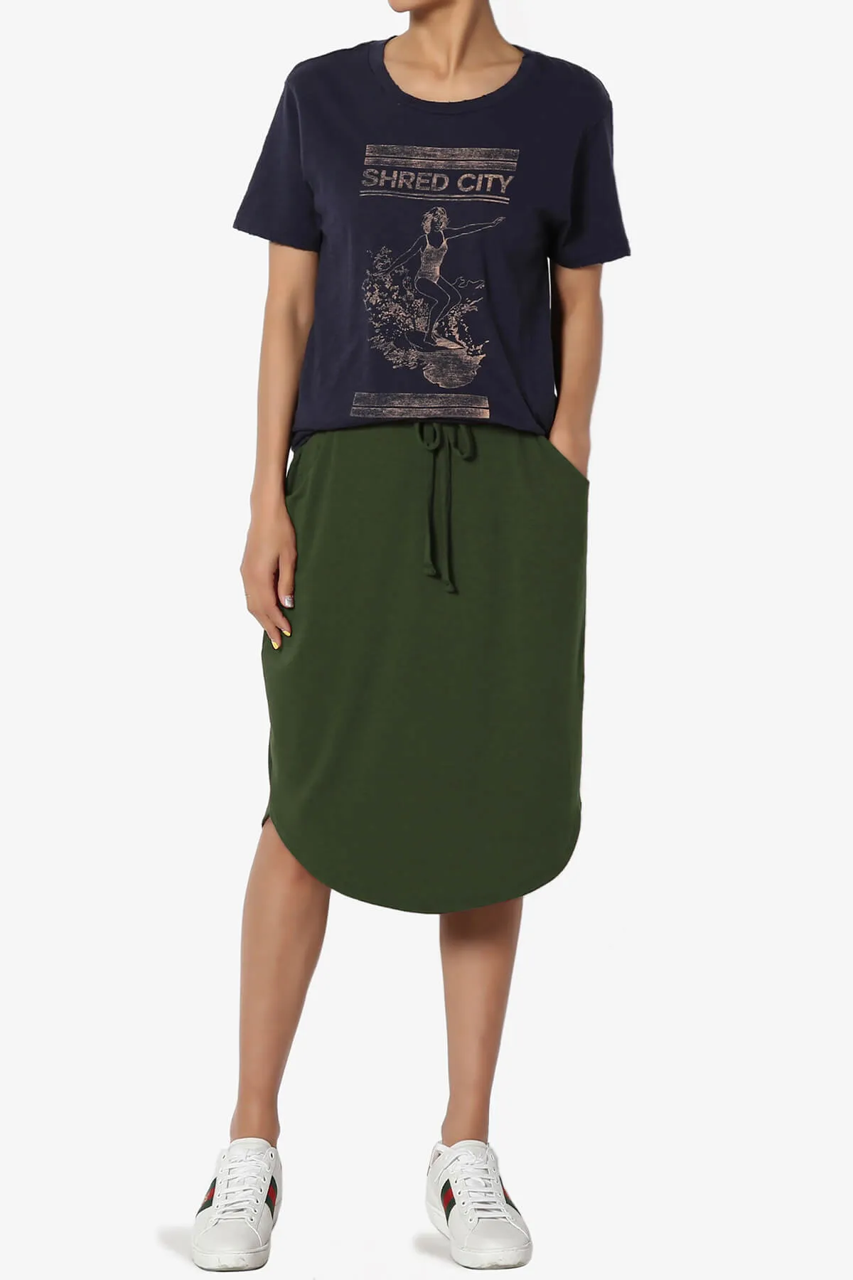 Eclipse Drawstring Midi Skirt PLUS