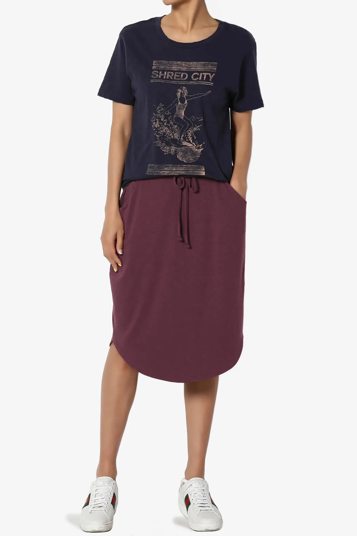 Eclipse Drawstring Midi Skirt PLUS