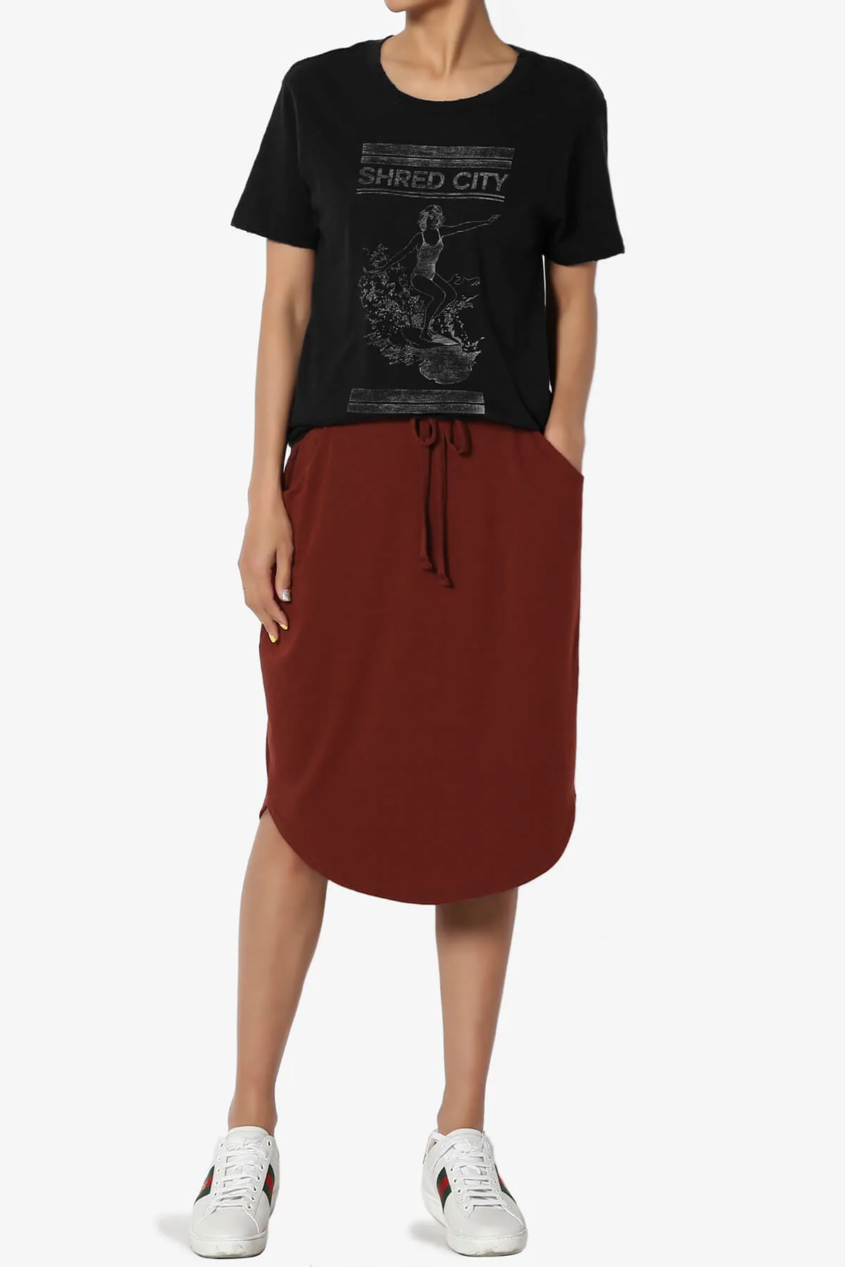Eclipse Drawstring Midi Skirt PLUS