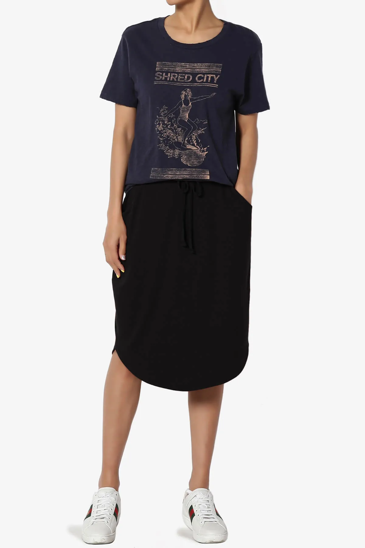 Eclipse Drawstring Midi Skirt PLUS