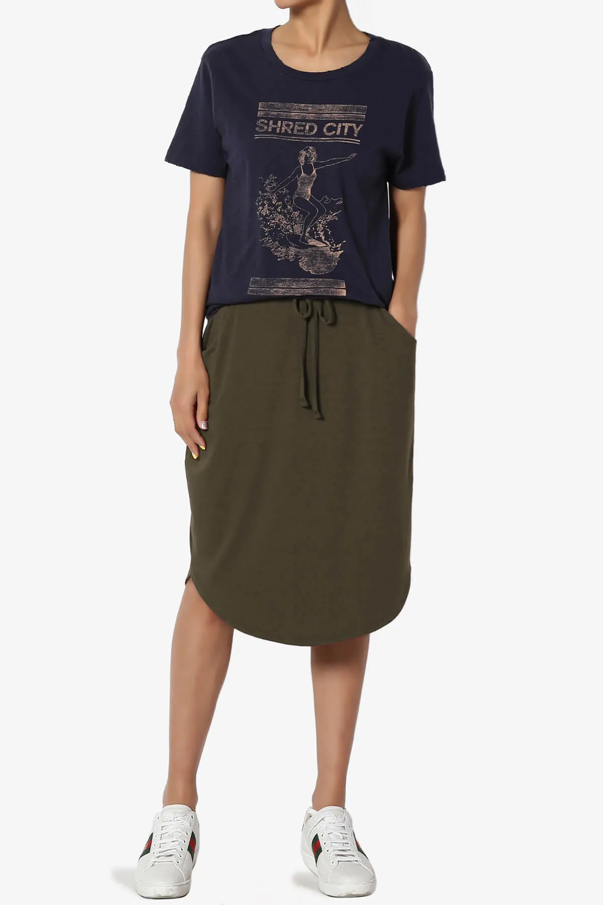 Eclipse Drawstring Midi Skirt PLUS