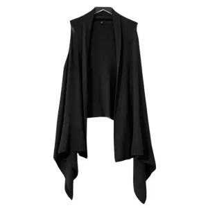 Eileen Fisher 100% Wool Sleeveless Duster Vest in Dark Charcoal Gray Sz. M
