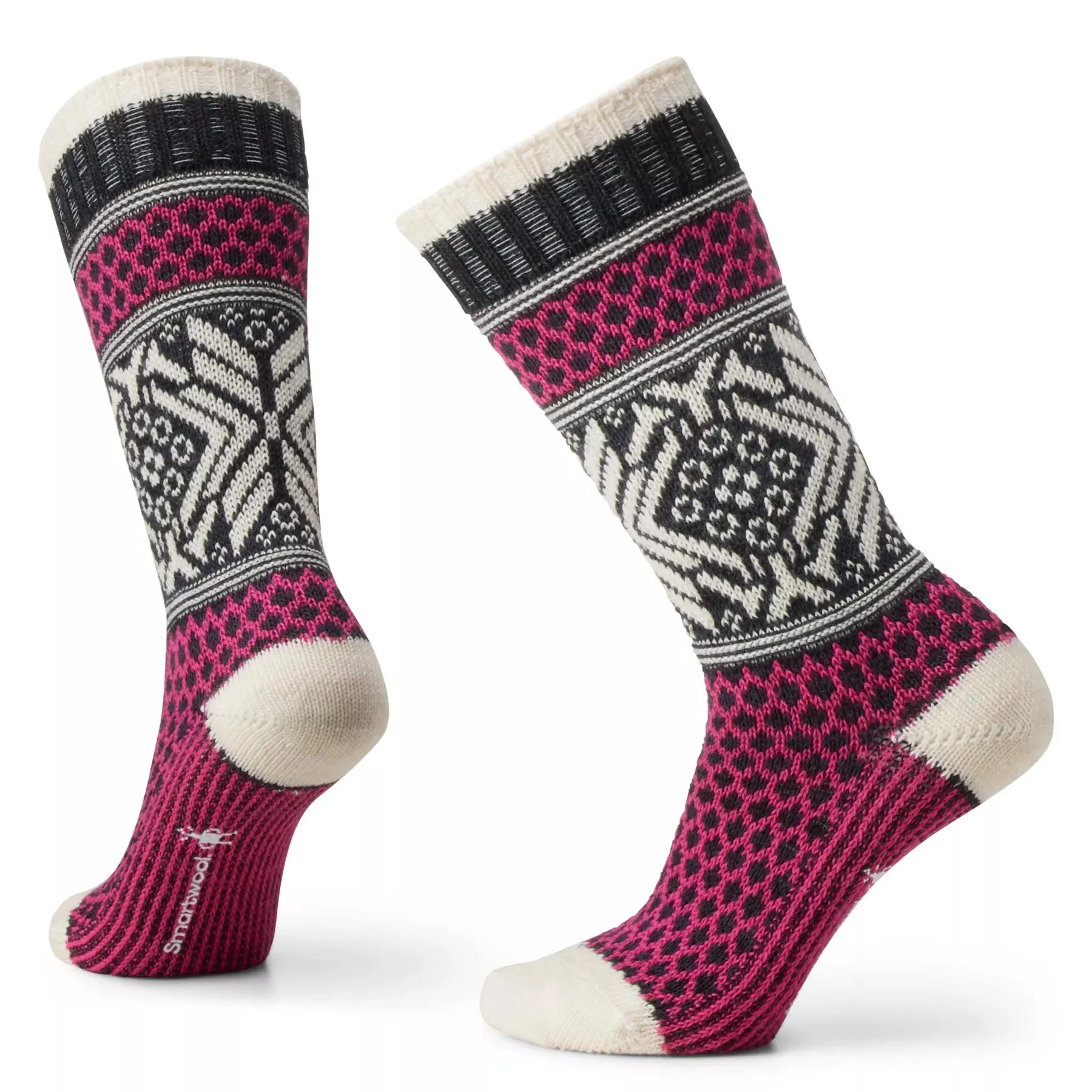 Everyday Popcorn Snowflake Pattern Full Cushion Crew Socks (Women's) - SW001846