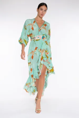 FARAJI DRESS - AQUA BOHO HIRO BIRDS