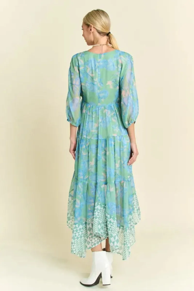 Floral Print Mixed Tiered Dress by Davi & Dani