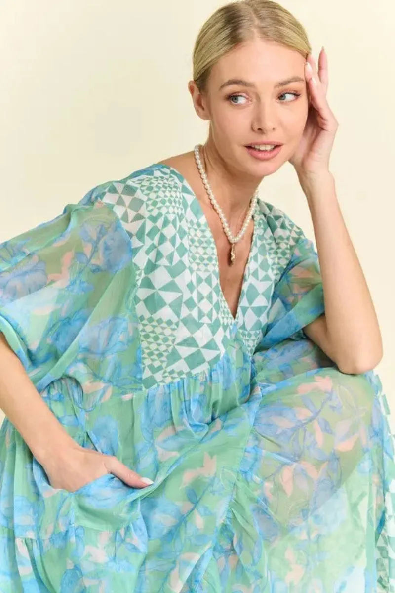 Floral Print Mixed Tiered Dress by Davi & Dani