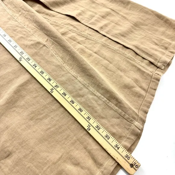 Free People NEW Women’s Size 2 Tan Isla Linen Maxi Skirt Boho Side Slit Coastal