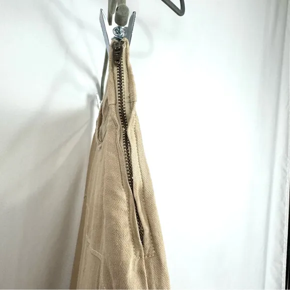 Free People NEW Women’s Size 2 Tan Isla Linen Maxi Skirt Boho Side Slit Coastal
