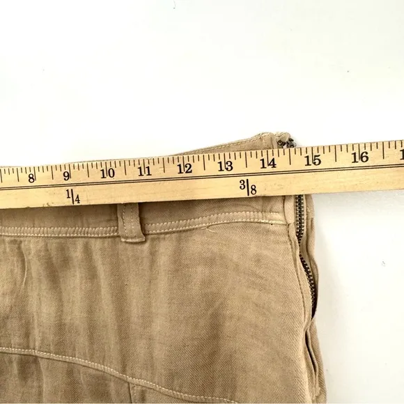 Free People NEW Women’s Size 2 Tan Isla Linen Maxi Skirt Boho Side Slit Coastal