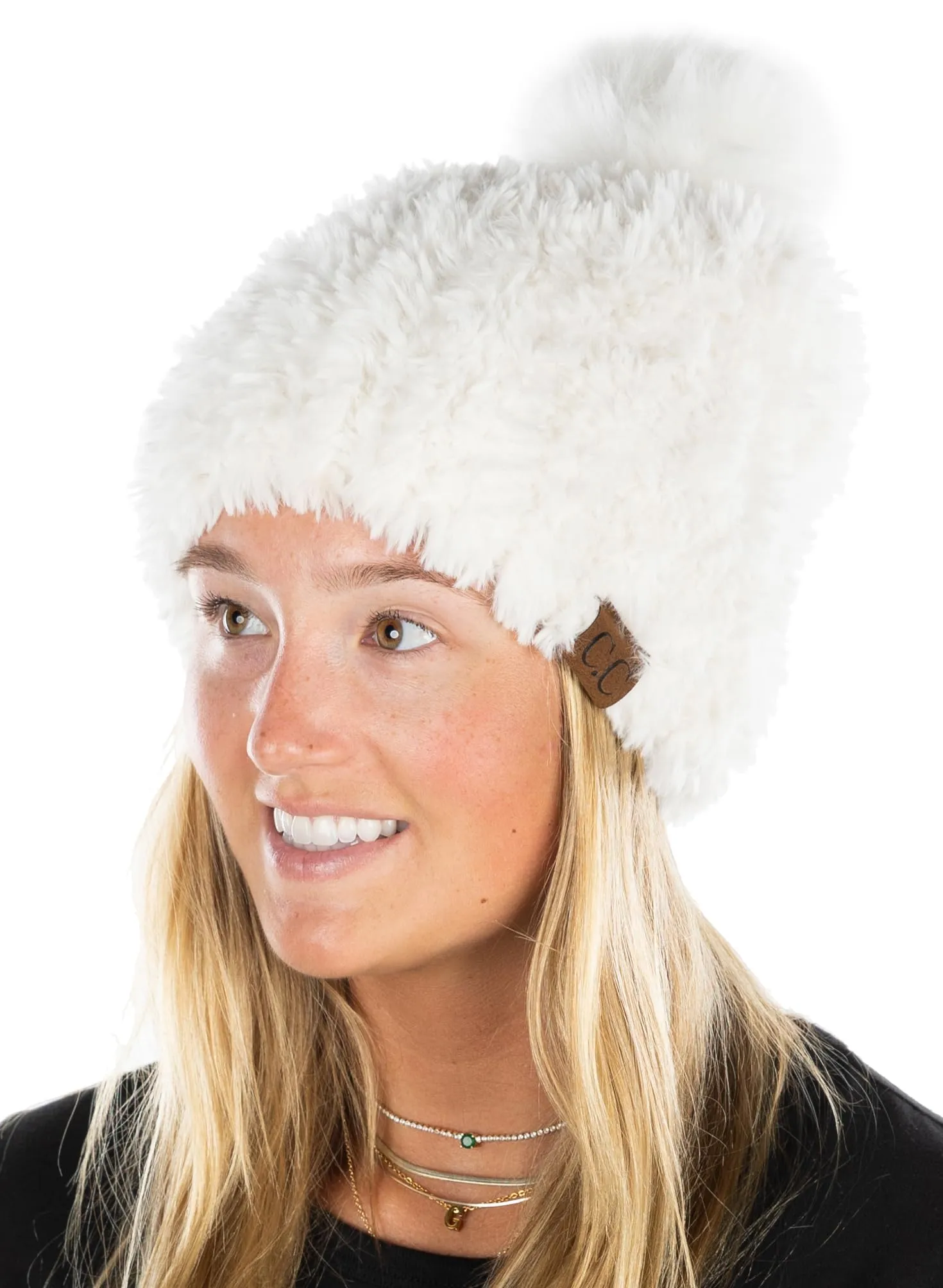 Fuzzy Stretch Pom Beanie by Funky Junque