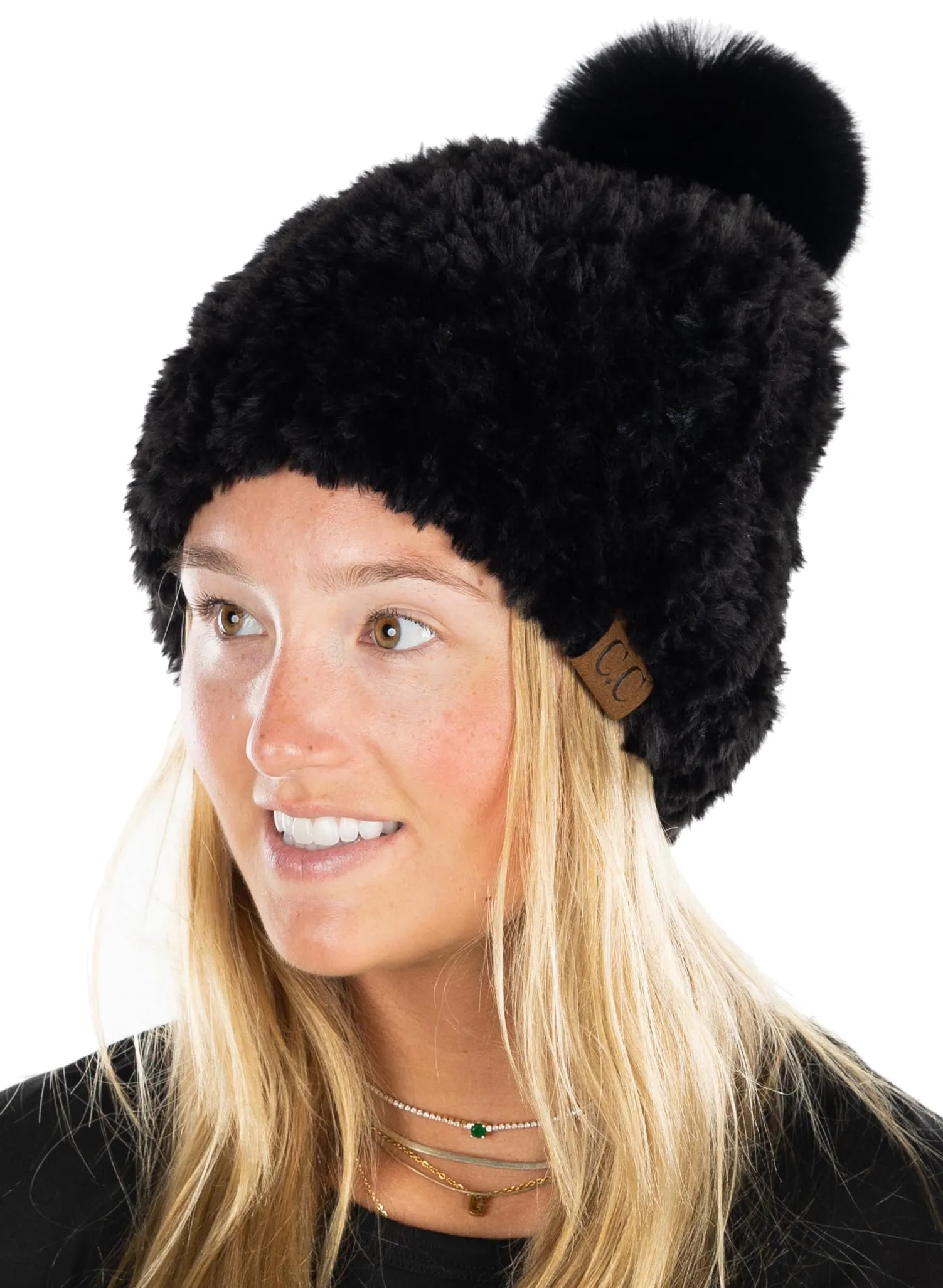 Fuzzy Stretch Pom Beanie by Funky Junque