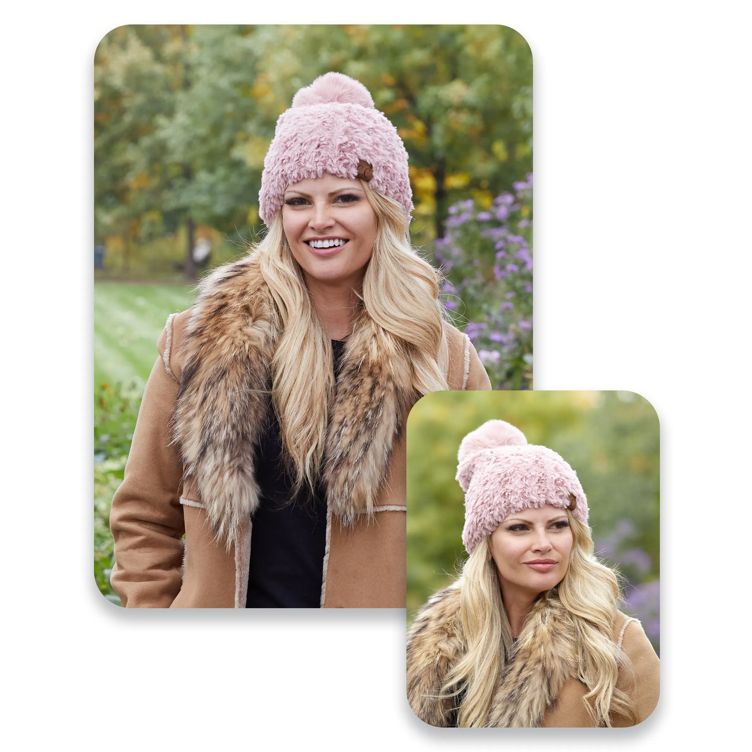 Fuzzy Stretch Pom Beanie by Funky Junque