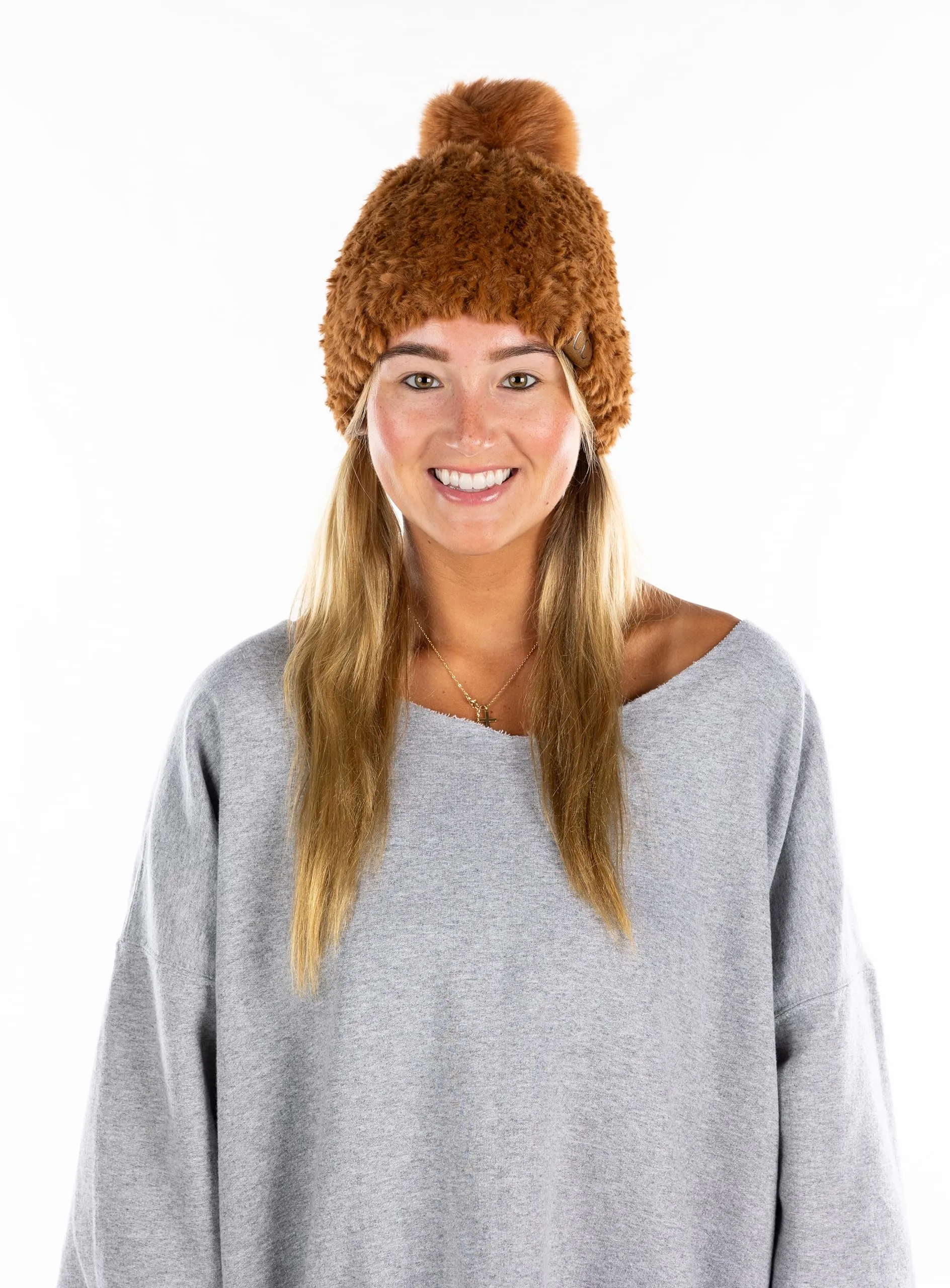 Fuzzy Stretch Pom Beanie by Funky Junque