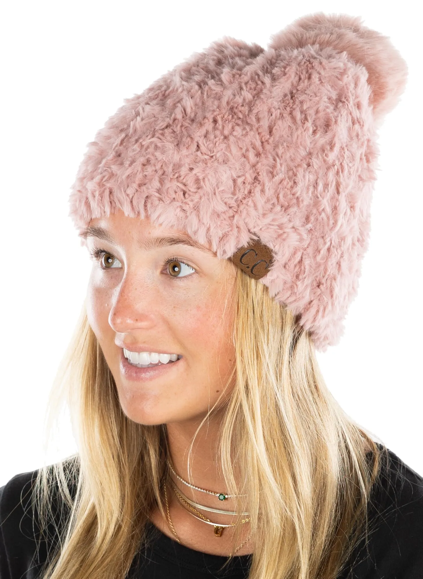 Fuzzy Stretch Pom Beanie by Funky Junque