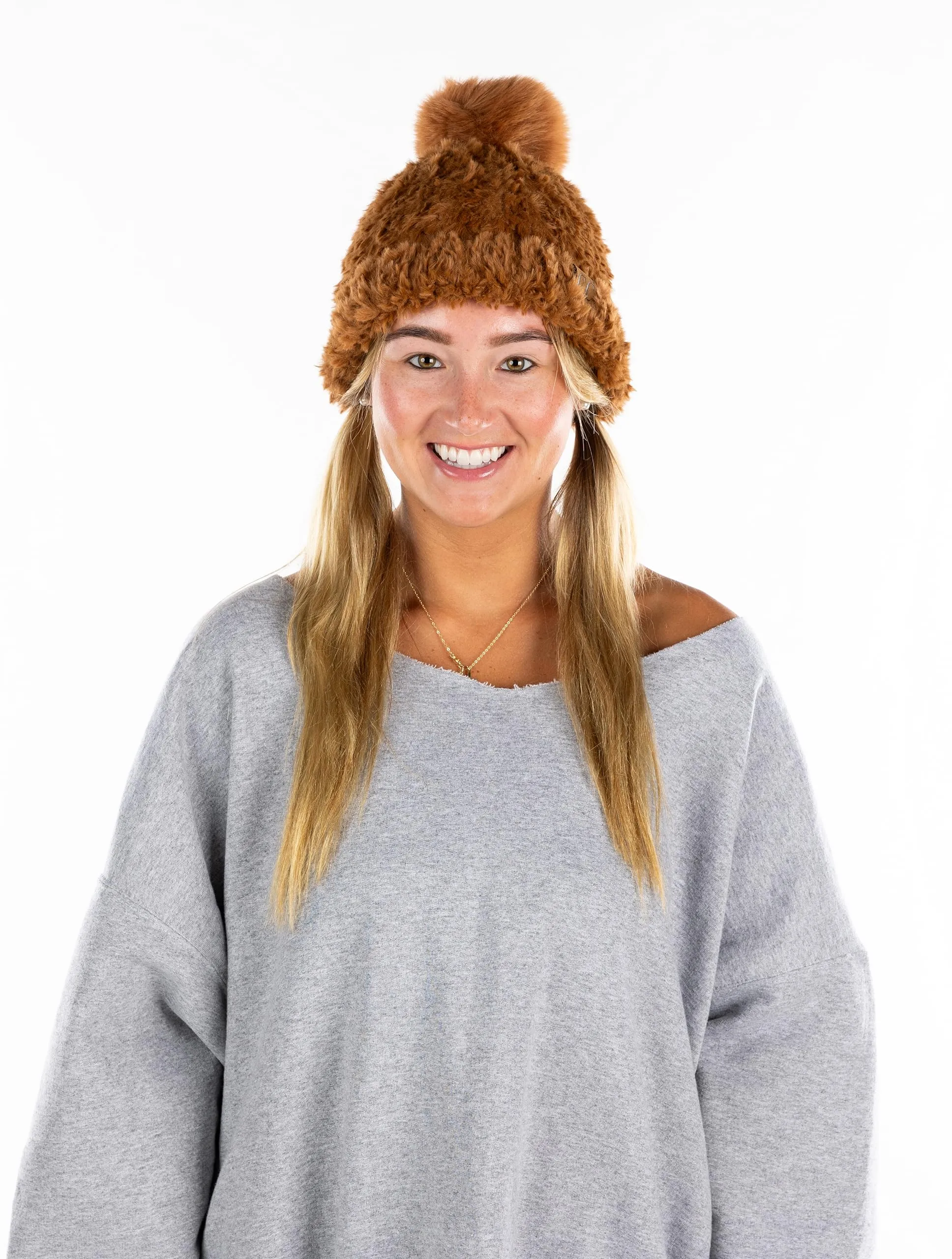 Fuzzy Stretch Pom Beanie by Funky Junque