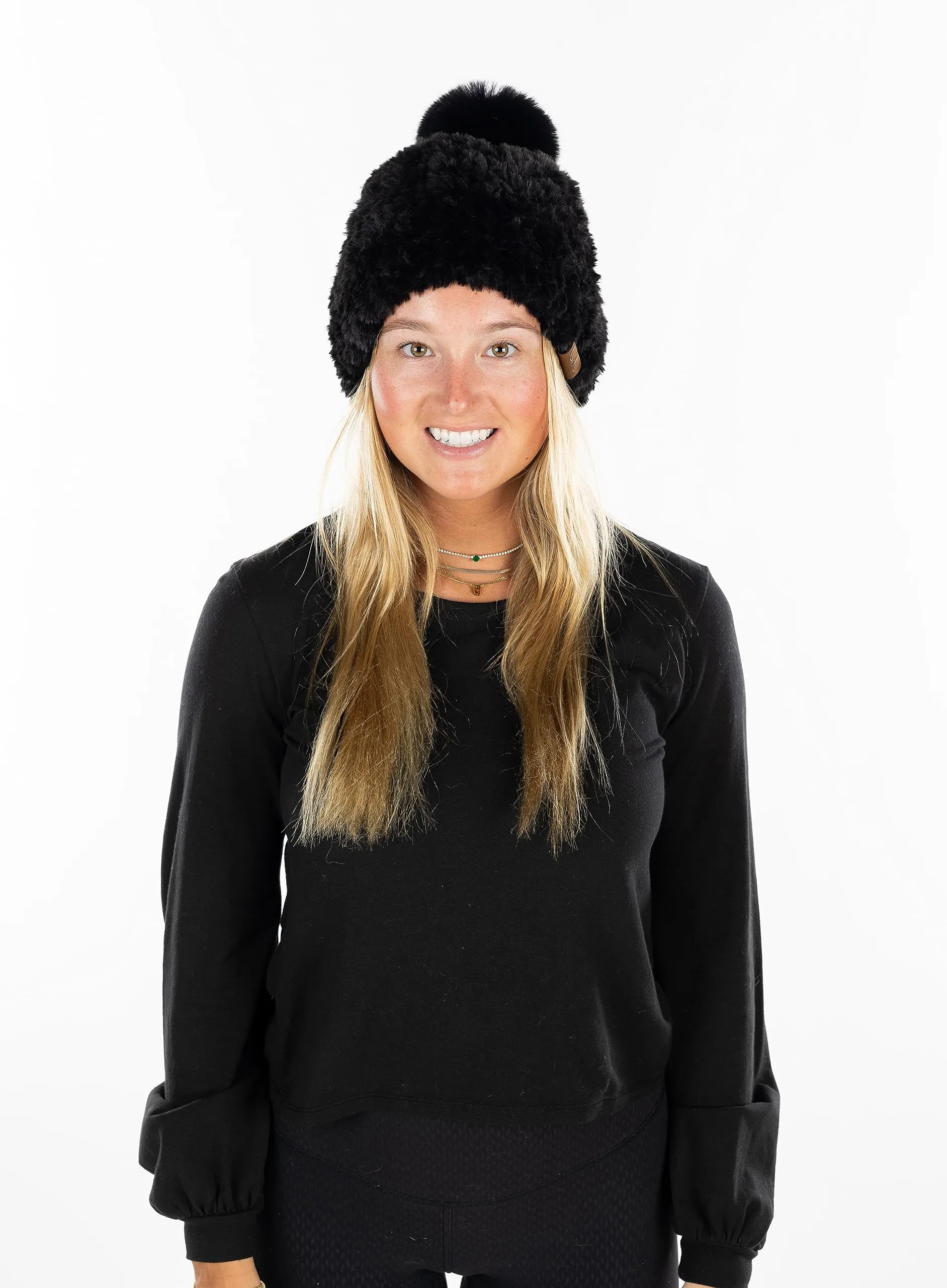 Fuzzy Stretch Pom Beanie by Funky Junque