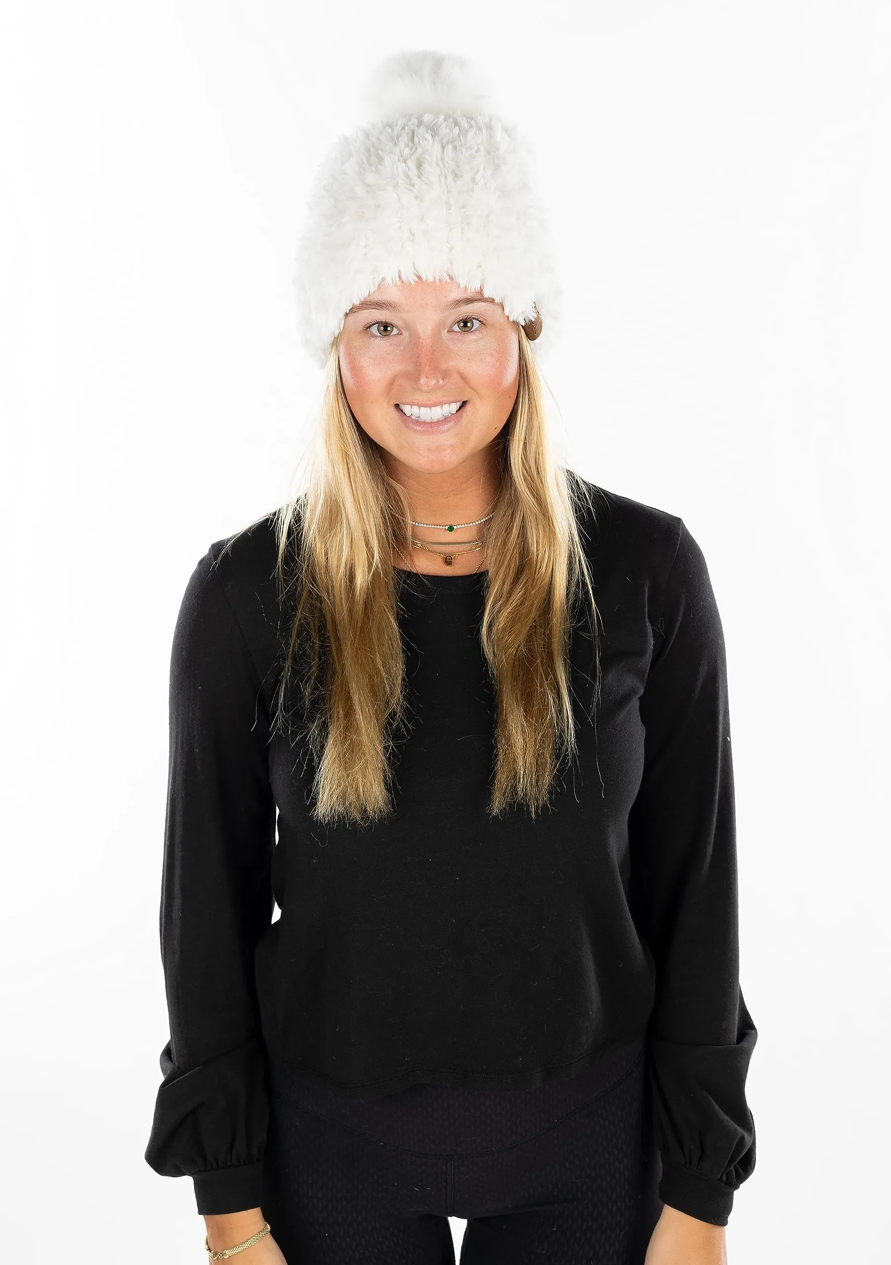 Fuzzy Stretch Pom Beanie by Funky Junque