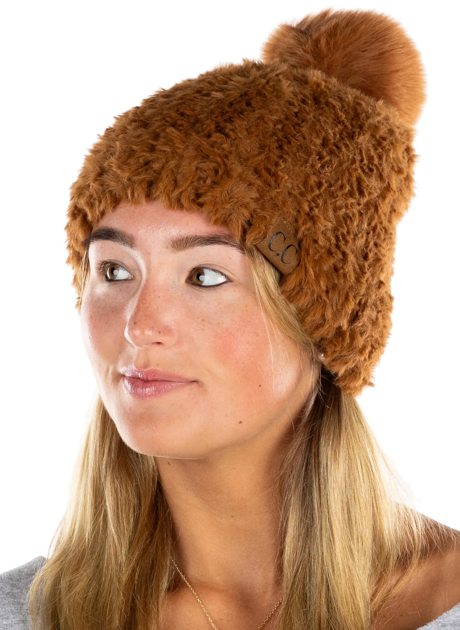 Fuzzy Stretch Pom Beanie by Funky Junque
