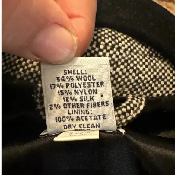 GAP Wool/Silk blend surplus jacket black/white tweed career casual L