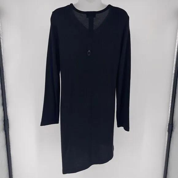Gaspari Designer Asymmetrical Color Block Sweater Dress Blue Black White Size M