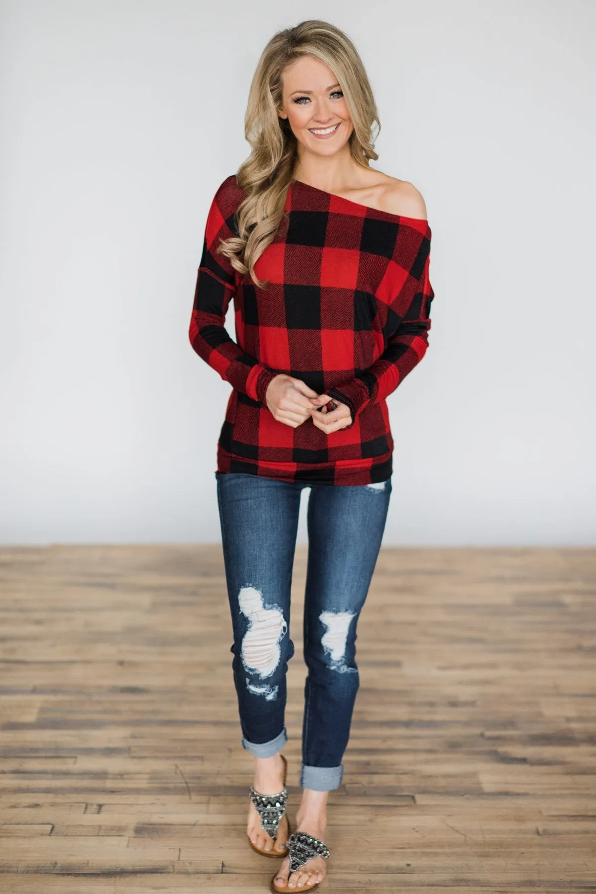Head Over Heels For You Buffalo Plaid Top