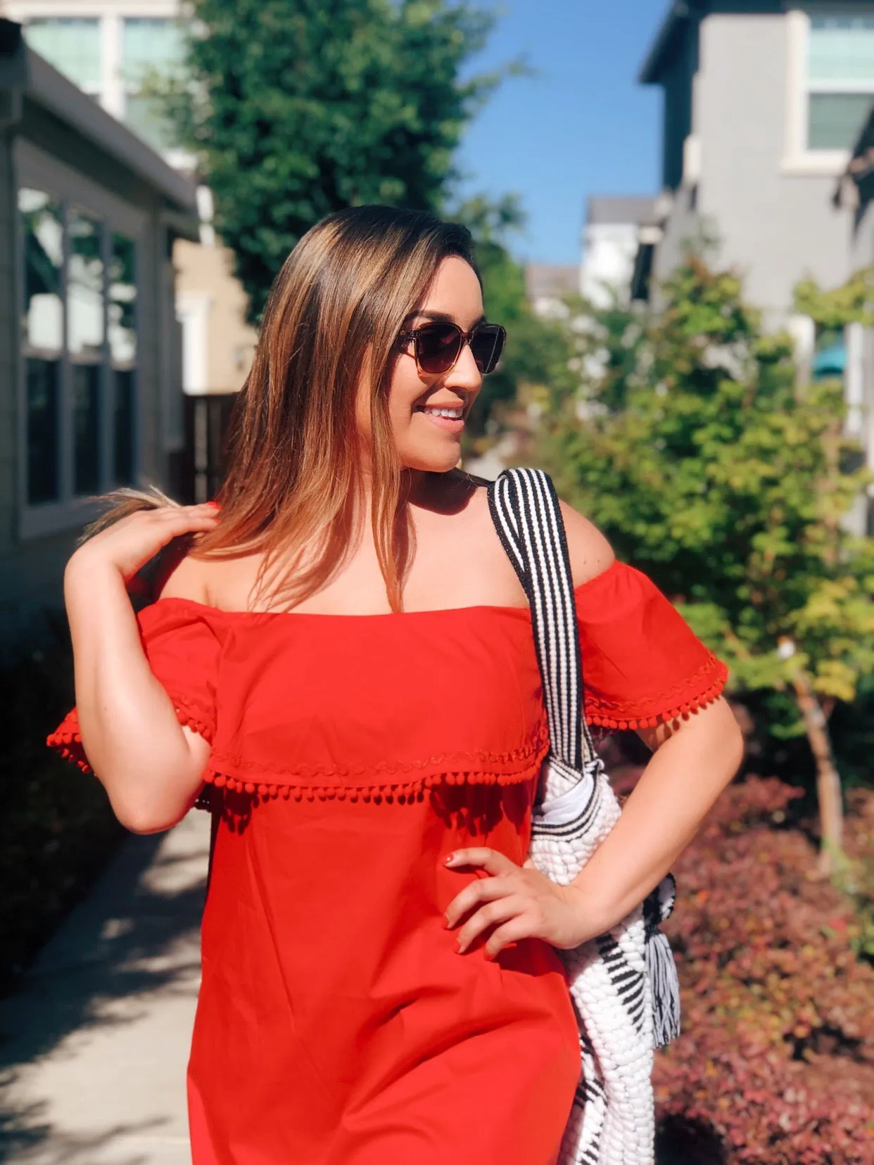 HOT LIKE FIRE OFF THE SHOULDER DRESS