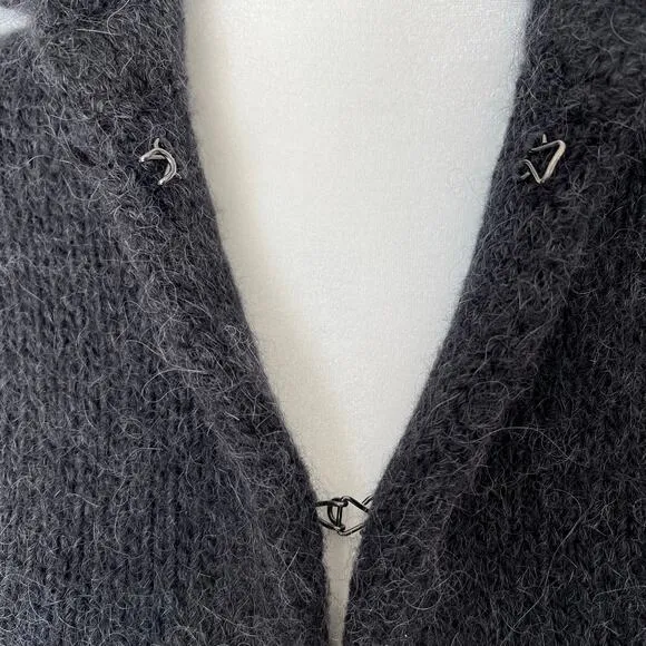 J Crew Alpaca Long Cardigan Coat Collar Pockets Medium Preppy Winter Cozy