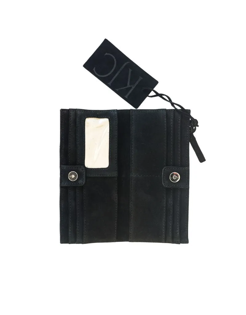 KJC Kimberly Suede Clutch Wallet In Noir