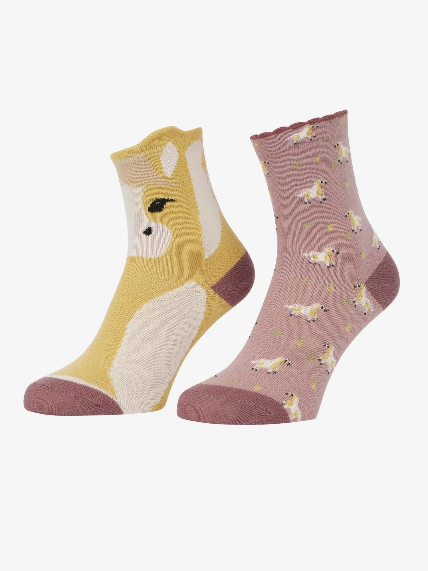 LeMieux Young Rider Mini Character Socks 2 pack Lemon
