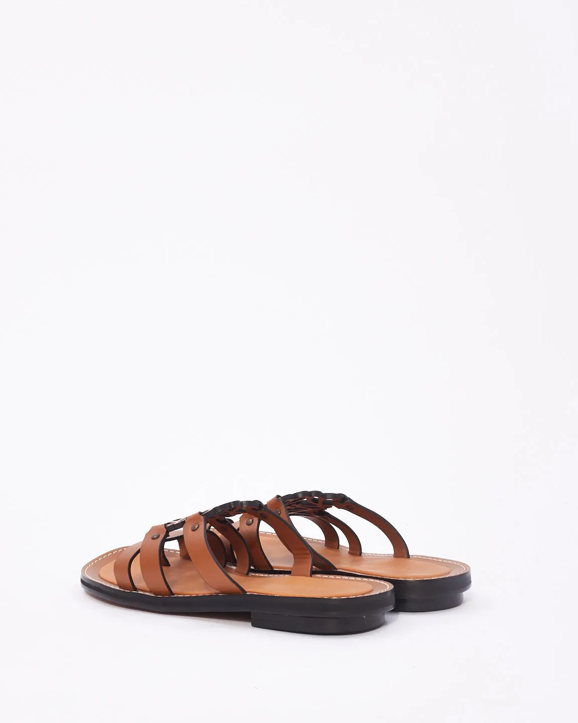 Loewe Tan Leather Anagram Sandals 20 - 39