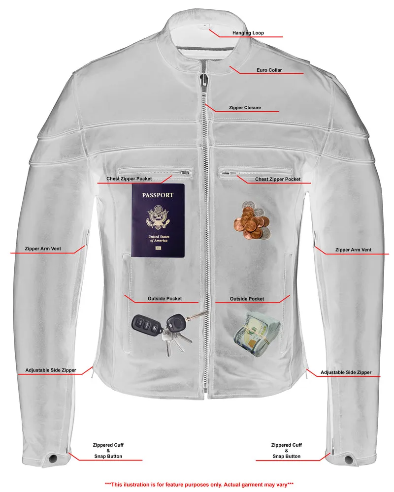 Men’s Sporty Scooter  Leather Jacket - Tall Fits