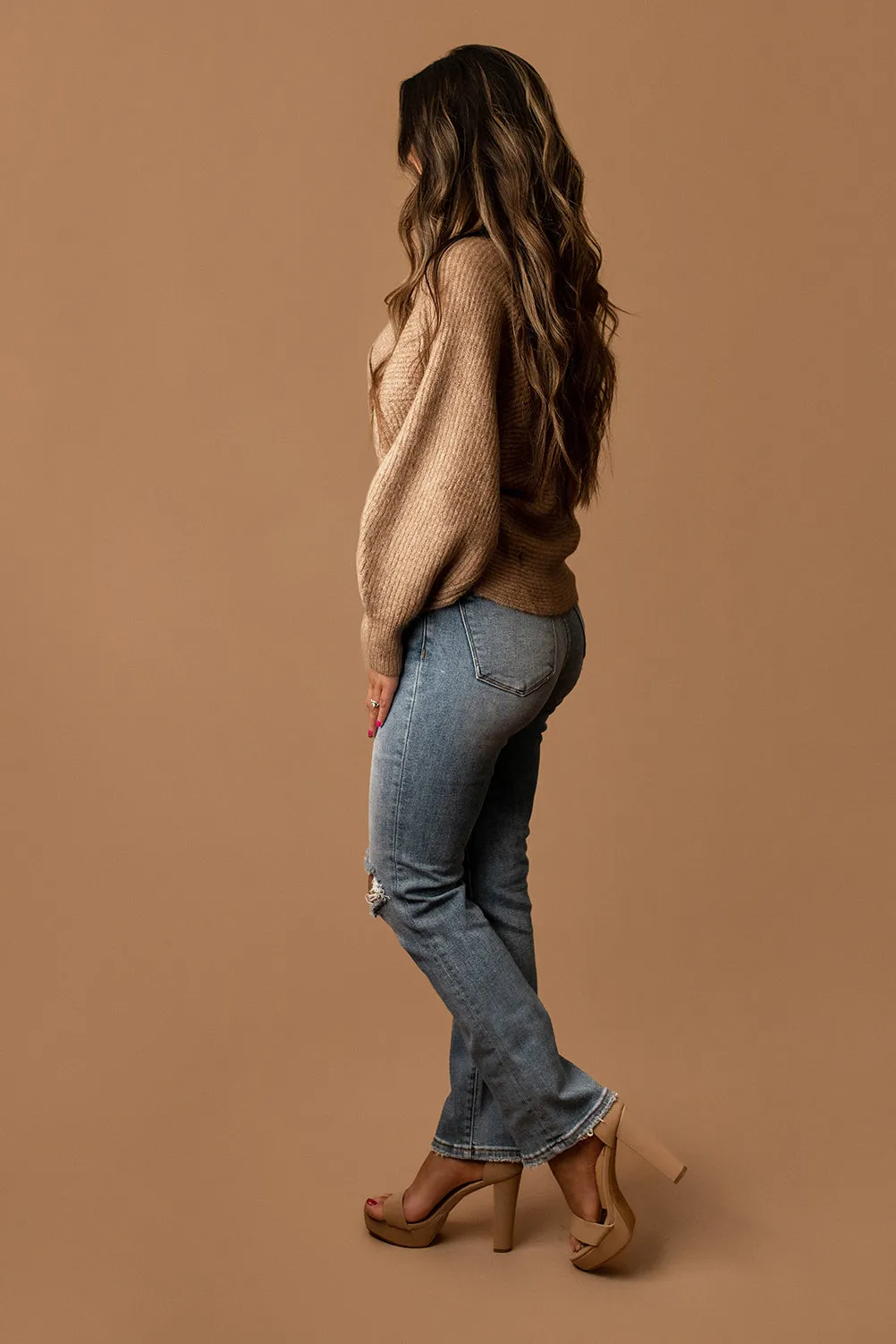 Never Tried Crossover Front Sweater (Latte)